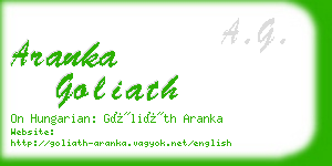 aranka goliath business card